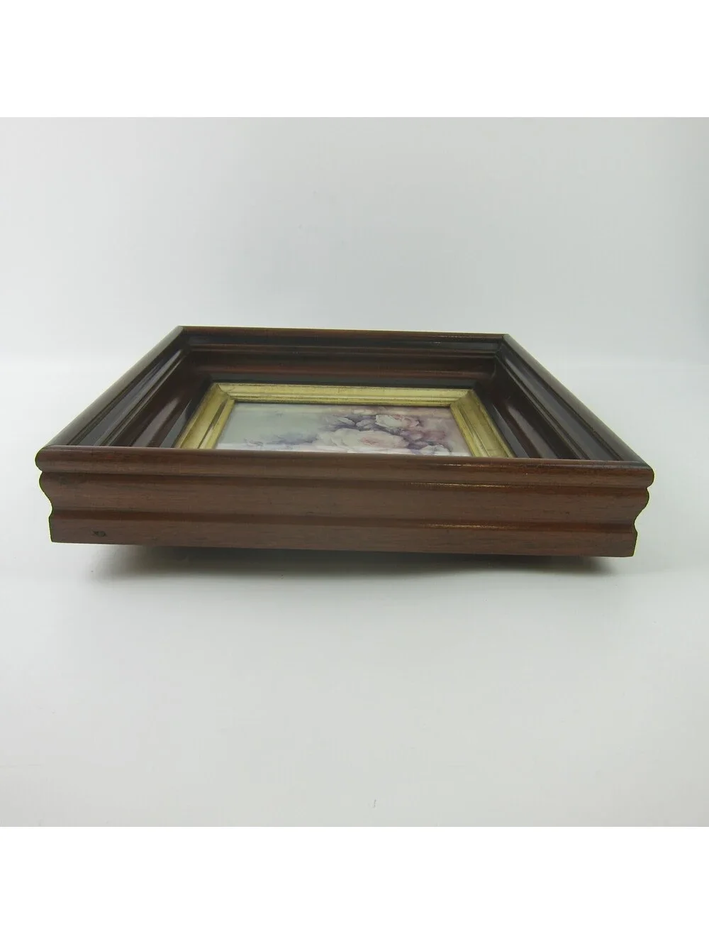Antique Victorian Deep Picture Frame Wood Gold Gilt Vntg Sonie Ames Roses Print